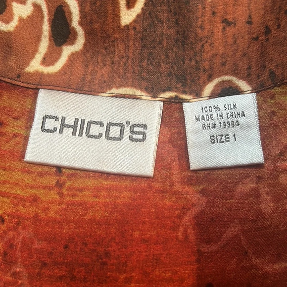 Chico’s Orange & Brown Jacket/Blouse. Chico’s Size 1. - Picture 2 of 7
